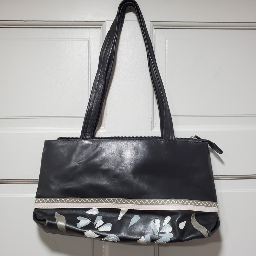 Radley Women Shoulder Tote Bag Black with Flowers Casual Purse
